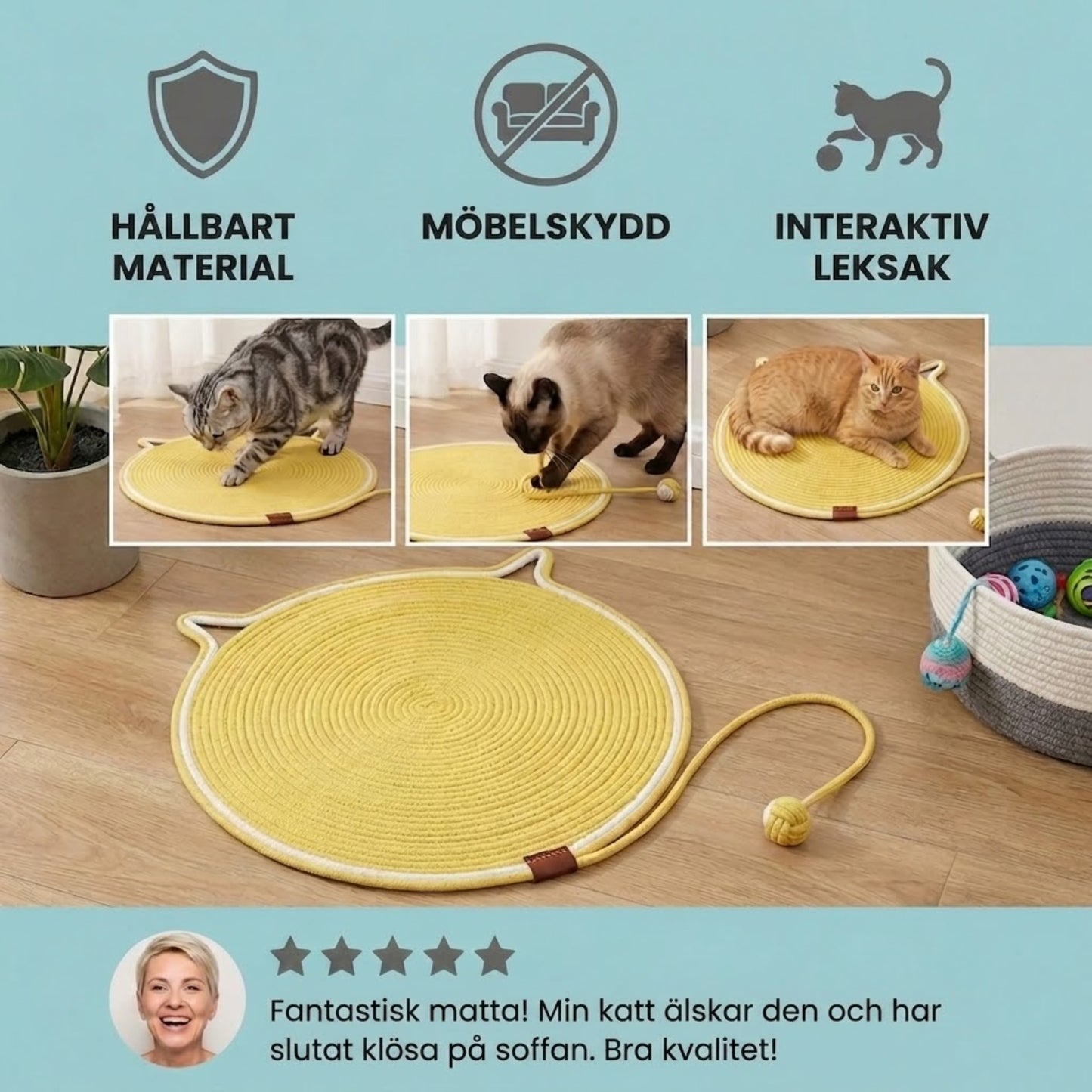 ScratchMat - Premium Klösmatta för Katter med Sisal och Halkfri Botten