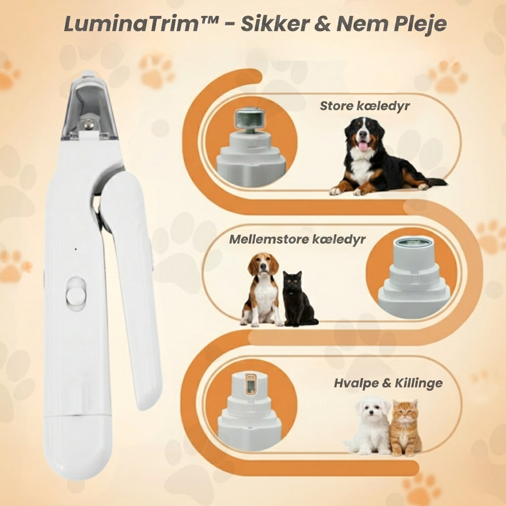 LuminaTrim – 2-in-1 LED Negleklipper til Kæledyr