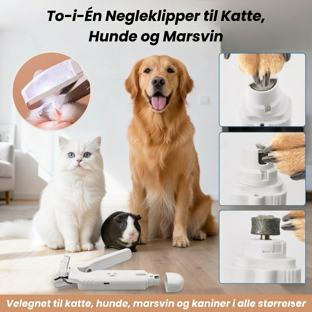 LuminaTrim – 2-in-1 LED Negleklipper til Kæledyr