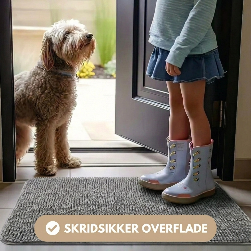 PawDry – Ultra Absorberende Dørmåtte til Våde Hundepote