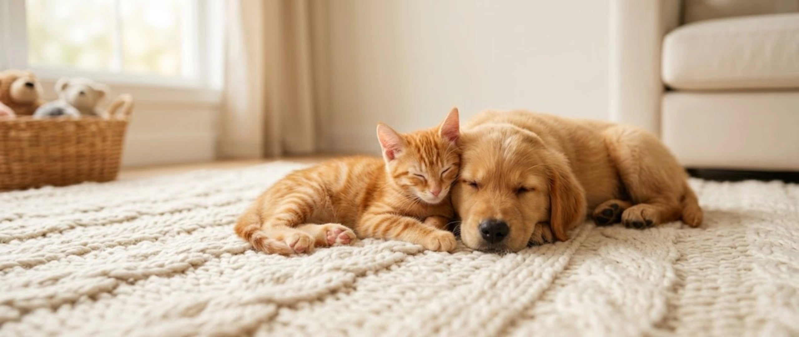 Elanzo-pets hero - puppy and kitten cuddling